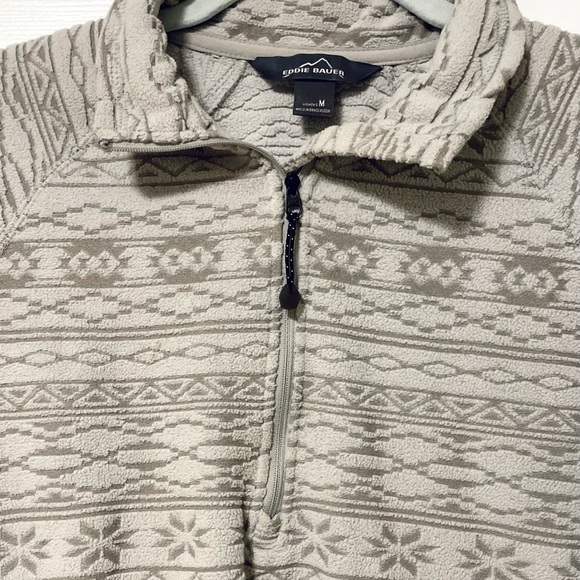 Eddie Bauer fleece zip neck pull over sweater - Picture 4 of 6